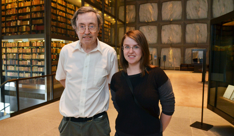 Chemistry professor Robert Crabtree at the Yale Postdoctoral Mentoring Award ceremony with Oana Luca Ph.D. '13, who worked in his laboratory for five years.